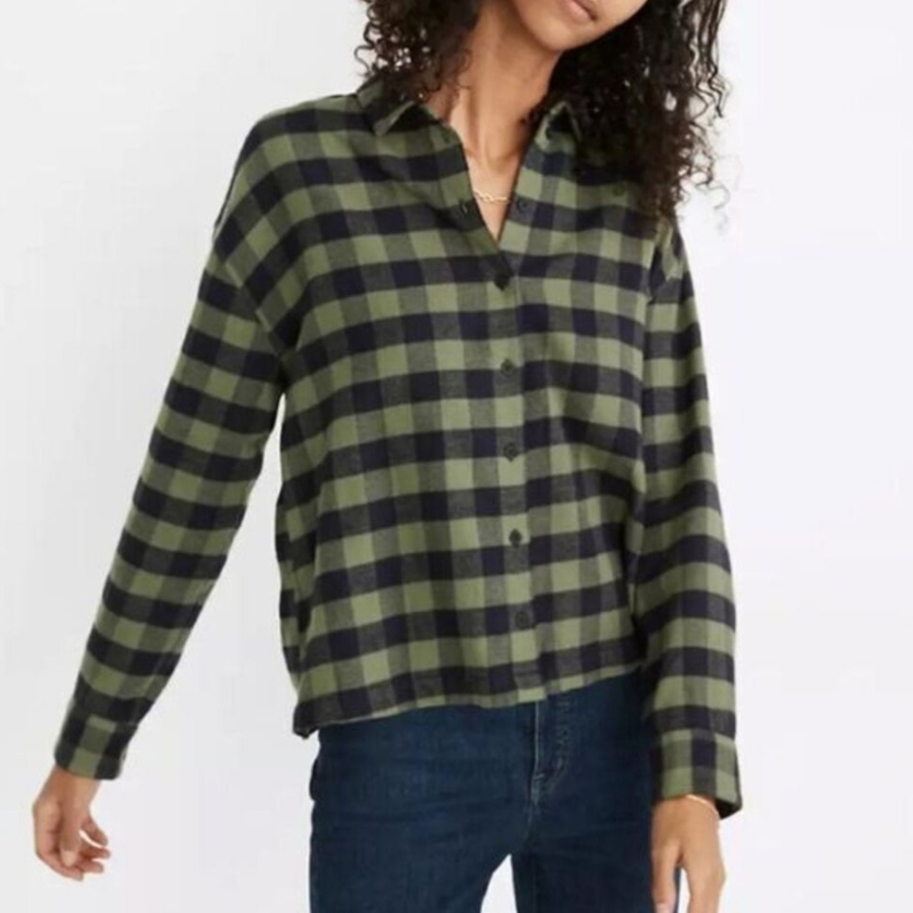 Madewell Flannel Sunday Shirt Buffalo Check Plaid Faded Palm Fall Cozy Oversized